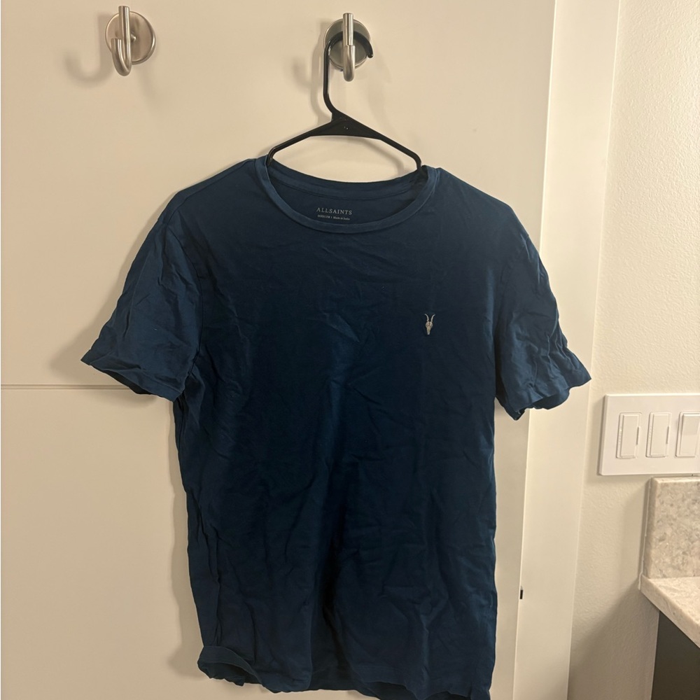 All Saints Men's Dark Blue Tee